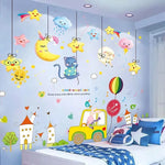 stickers muraux animaux cartoon multicolores enfants deco chambre salon adhésifs