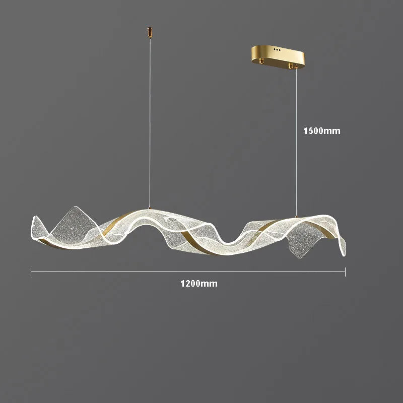 Suspension lumineuse moderne blanche dorée ondulée brillante LED 90 260V
