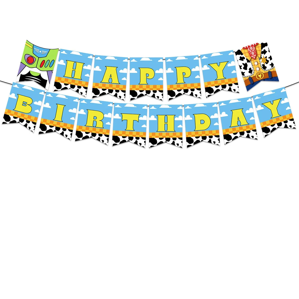 ensemble vaisselle jetable anniversaire thème cowboy vache assiettes gobelets serviettes sacs papier colorés