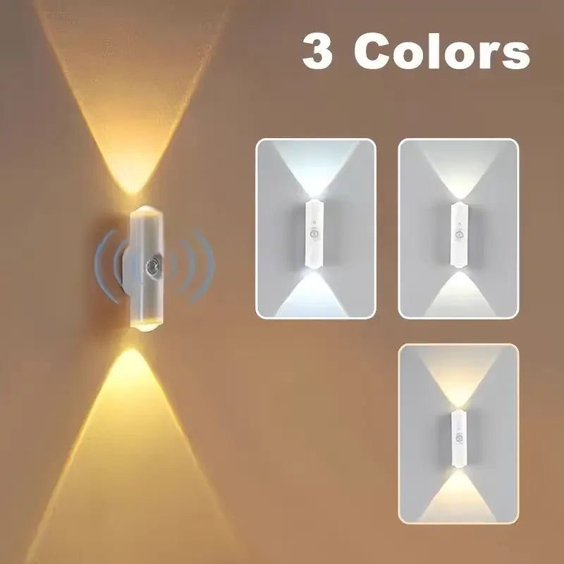 lampe murale rechargeable led détecteur mouvement réglable moderne clips marron clair aspect bois naturel