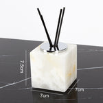 ensemble salle bain marbre onyx blanc distributeur savon porte brosse dents plateau luxe