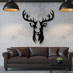 sculpture murale tête cerf moderne décoration intérieure noire métal adhésif fixe chambre salon opaque