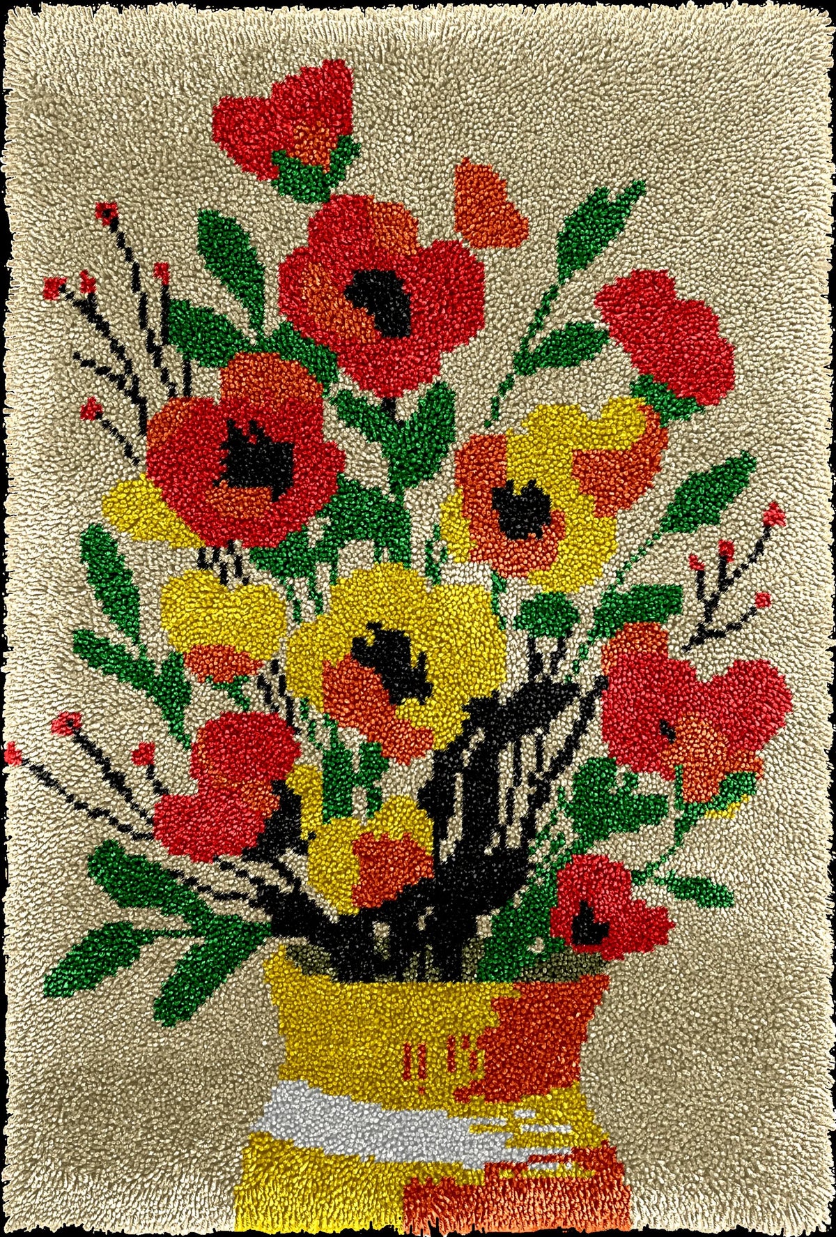 kit crochet laine tapis fleurs coussin coeur kit couture diy création maison moderne