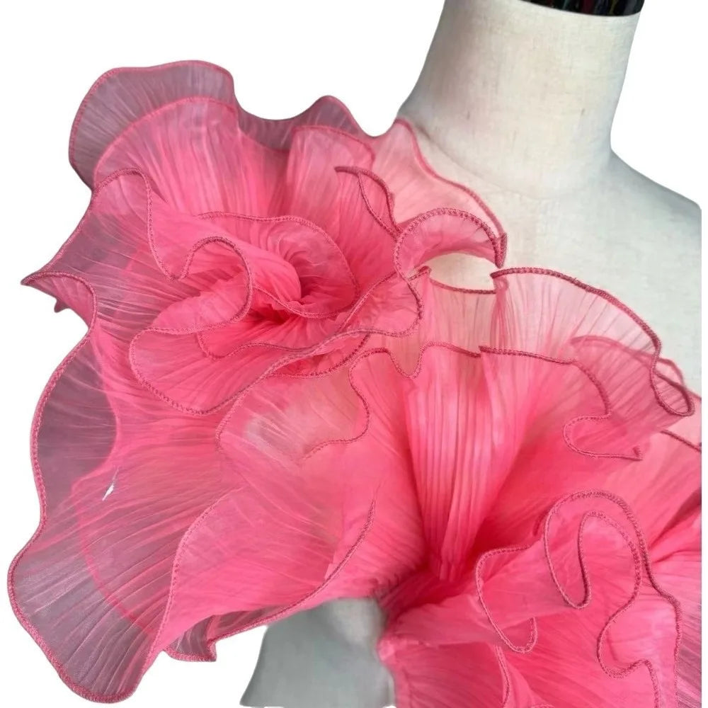 tissu plissé rose clair vert fluo bleu décoration élégante semi transparent fronces dentelle polyester