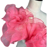 tissu plissé rose clair vert fluo bleu décoration élégante semi transparent fronces dentelle polyester