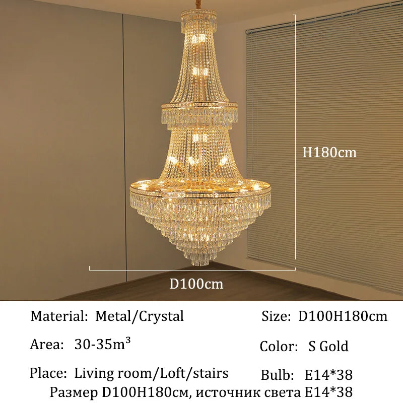 lustre classique doré cristal câbles suspension salon chambre lumière 4000k 3000k 6000k