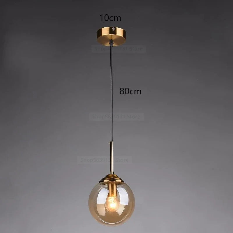 Suspension lumineuse moderne transparente câble doré brillant salon chambre étudiante