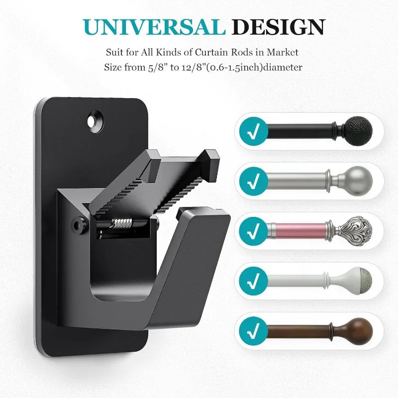 Supports adhésifs pour tringle à rideau sans perçage en couleur blanc dans une salle de bain moderne