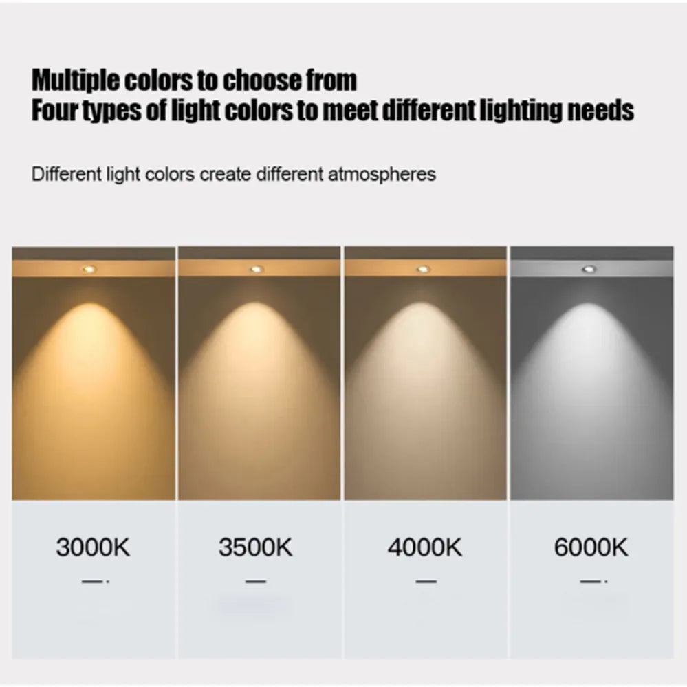 Spot lumineux intelligent anti reflet capteur mouvement 3000K 4000K 6000K blanc noir moderne minimaliste