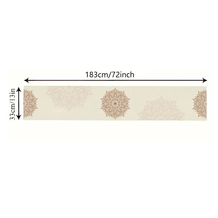 tableau chemin table lin floral classique beige clair doré élégant motif brodé farmhouse décoration