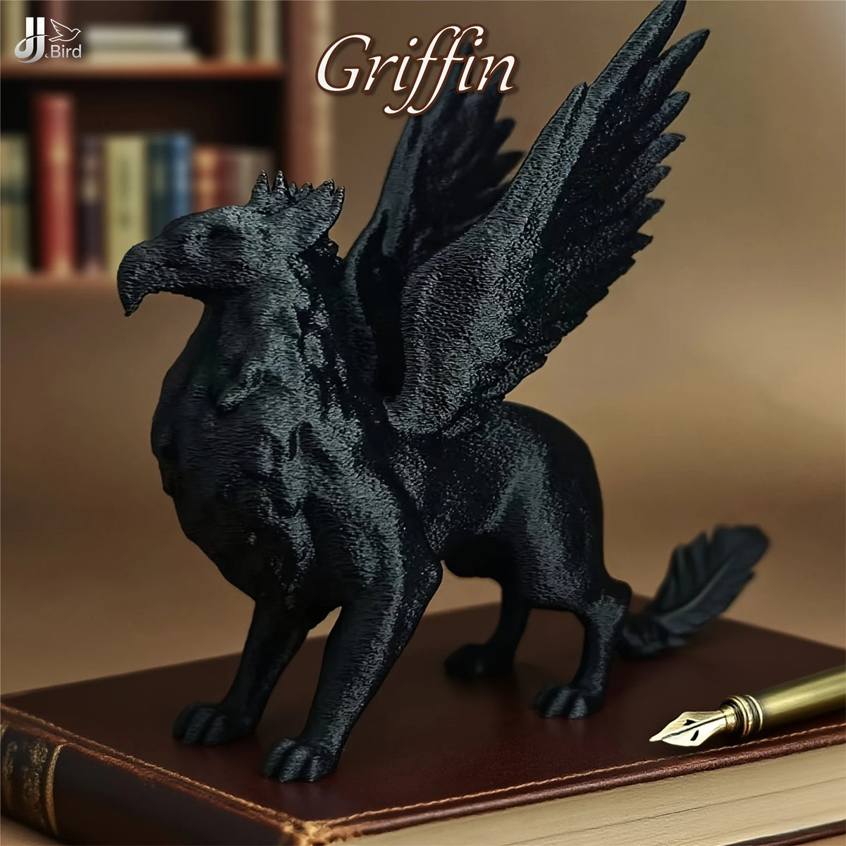 statue griffon noire texture rugueuse plume dorée décoration intérieure classique opacité chambre étude salon