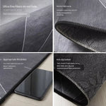 tapis moderne gris noir motif géométrique antidérapant intérieur salon chambre maison décoration