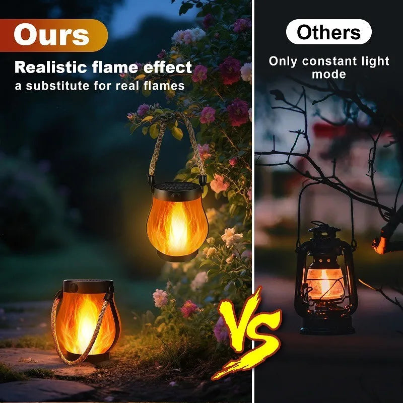 lanterne lumineuse effet flamme led rechargeable solaire moderne camping extérieur