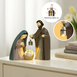 statue crèche noël bébé résine bleu gris classique lampe led intégrée occasion chrétienne