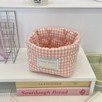 paniers rangement carreaux blancs moderne rose bleu vert jaune clair imperméable tissu coton polyester