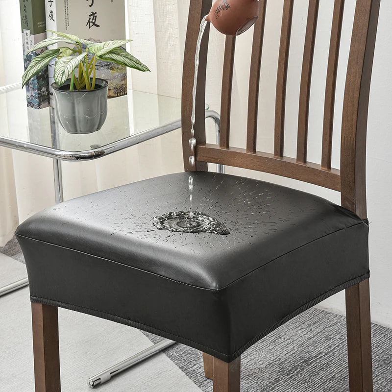 coussin chaise moderne noir uni imperméable adhésif lavable amovible polyester spandex cuisine banquet salon