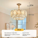 lustre doré cristal pendeloques classique moderne encastrée led 2000lm