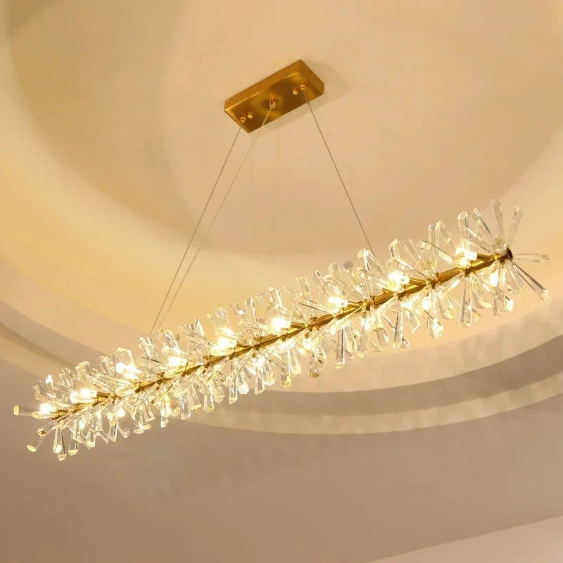 lustre suspension moderne cristal doré transparent luminaires salon luxe géométrique