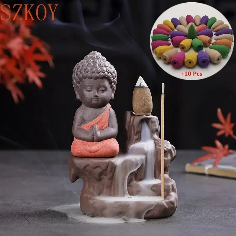 diffuseur d'encens artisanal opalescent motifs naturels 10 cônes colorées salon zen