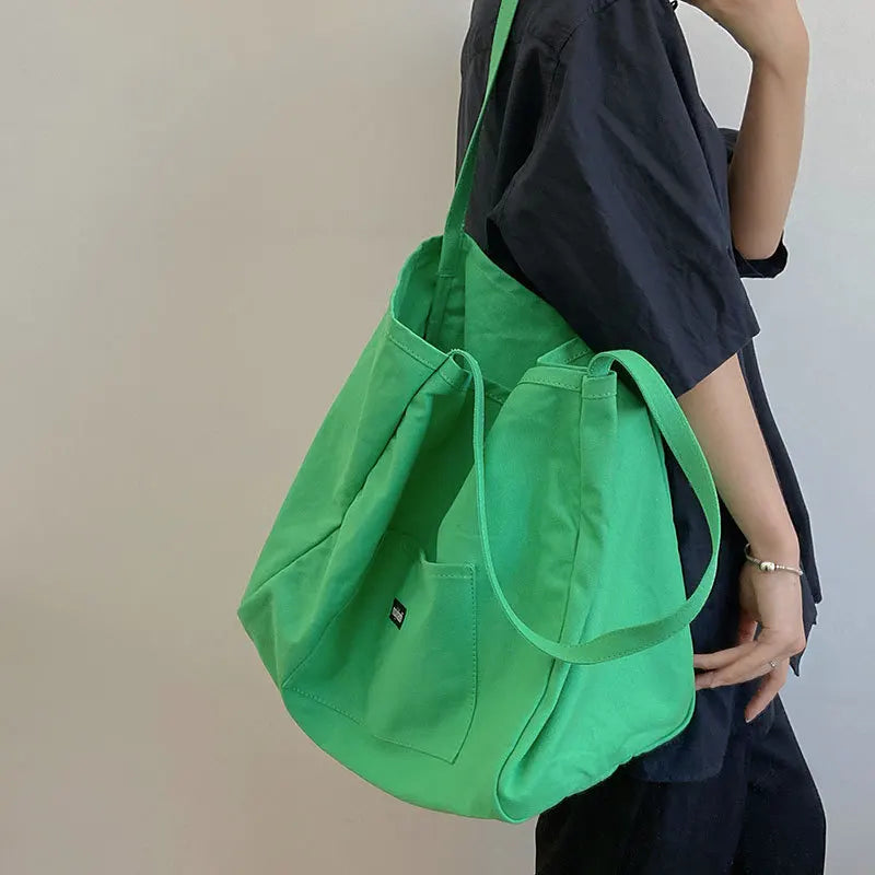 sac main fourre tout décontracté toile ouvert polyvalent doux femme verte rose jaune orange