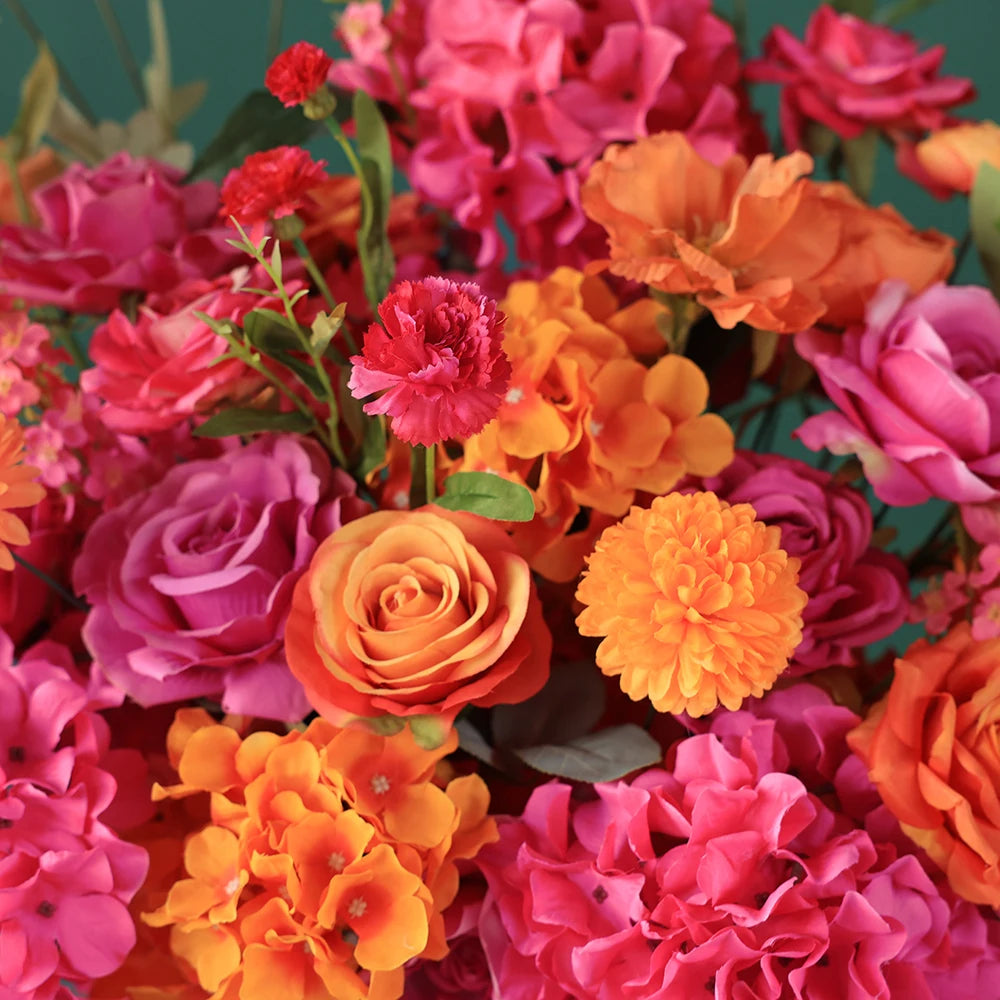 décoration événement rose vif orange artificielle bouquet mariage anniversaire intérieur moderne élégant