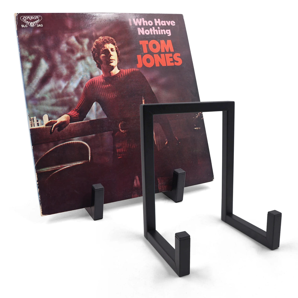 présentoir disques vinyles métal noir rangement minimaliste support cadre photo industrielle structure ouverte extensions