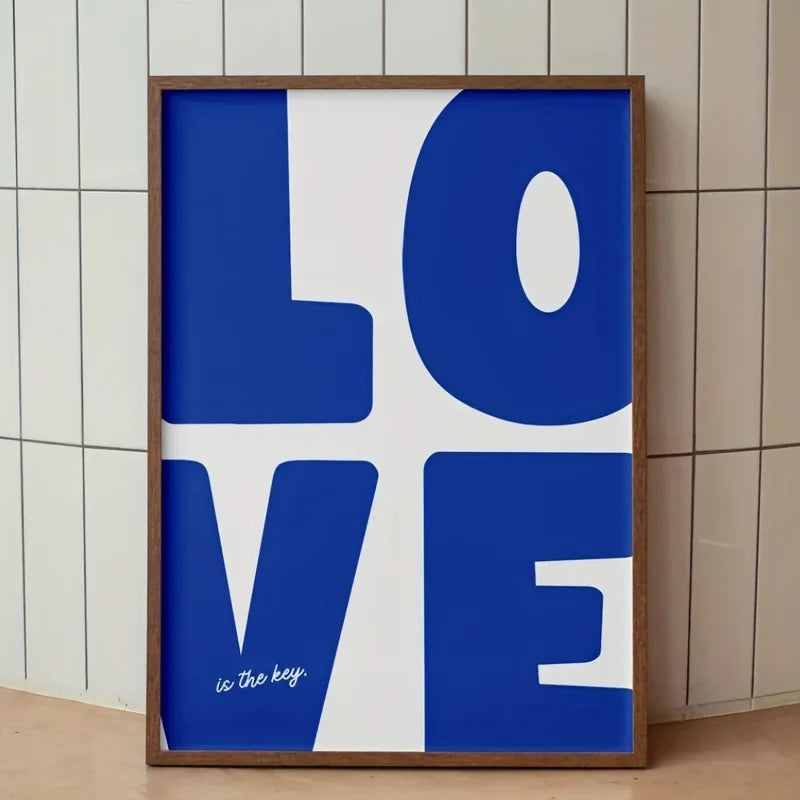 Détail de l'impression sur toile abstraite bleu et rouge