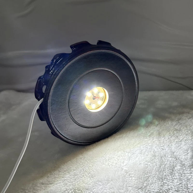 support lampe led marron texture bois classique câble usb base bois led neutral warm