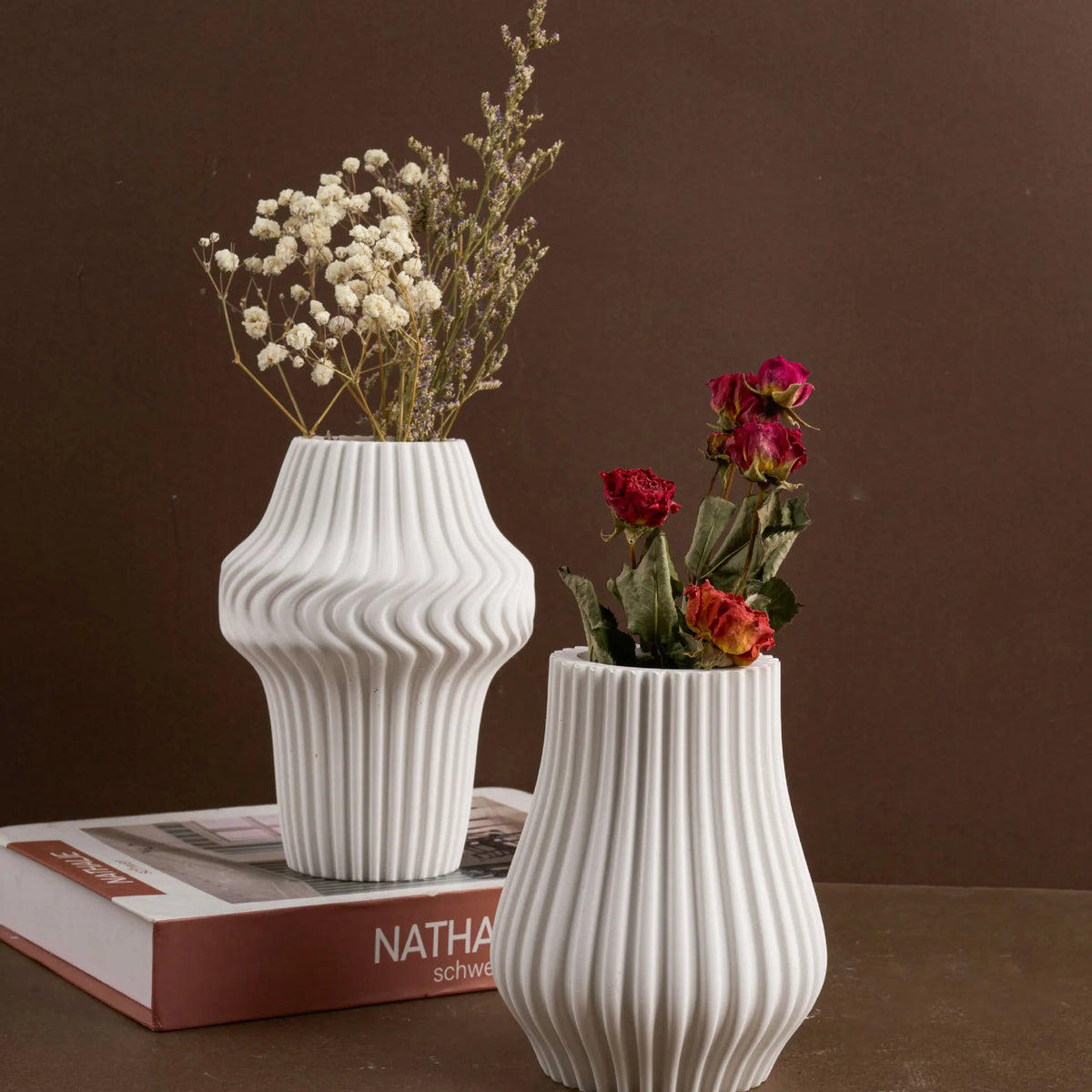 vases decoratifs silicone blanc gris rayures verticales moderne minimaliste