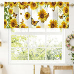 rideau floral printemps tournesol eucalyptus sauvage fleuri décoration fenêtre cuisine chambre semi transparent polyester