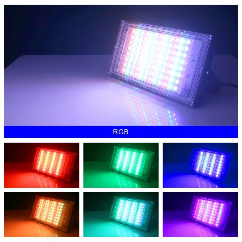 projecteur led noir moderne ip65 étanche télécommande flux lumineux élevé ac220v fixations certifié rohs