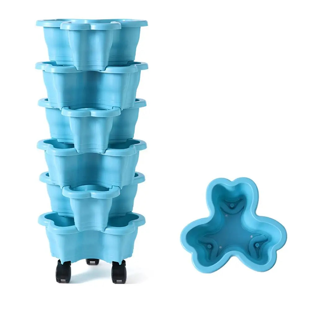 pots fleurs verticaux bleu vert jaune rose gris modernes pratiques roulettes niveaux