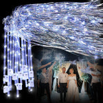 rubans led mariage argenté blanc tissé brillant moderne festif clips interrupteur 50cm
