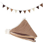 drapeaux triangulaires coton blanc beige rose vert marron plissés décoratifs rustiques fixations