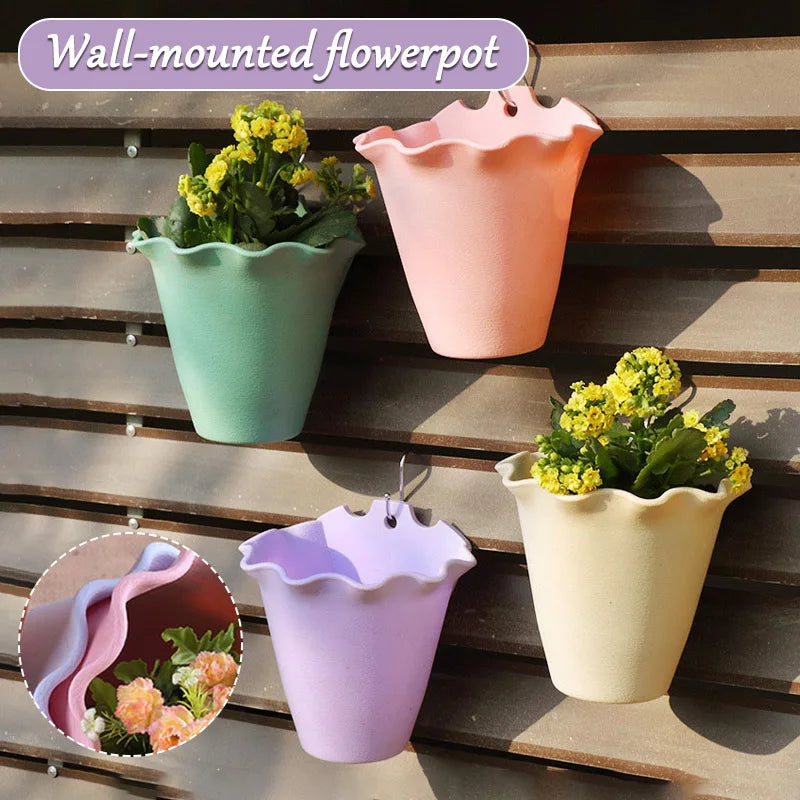 pots fleurs muraux acrylique crochets métalliques couleurs variées moderne minimalisteextérieur balcon jardin decoration