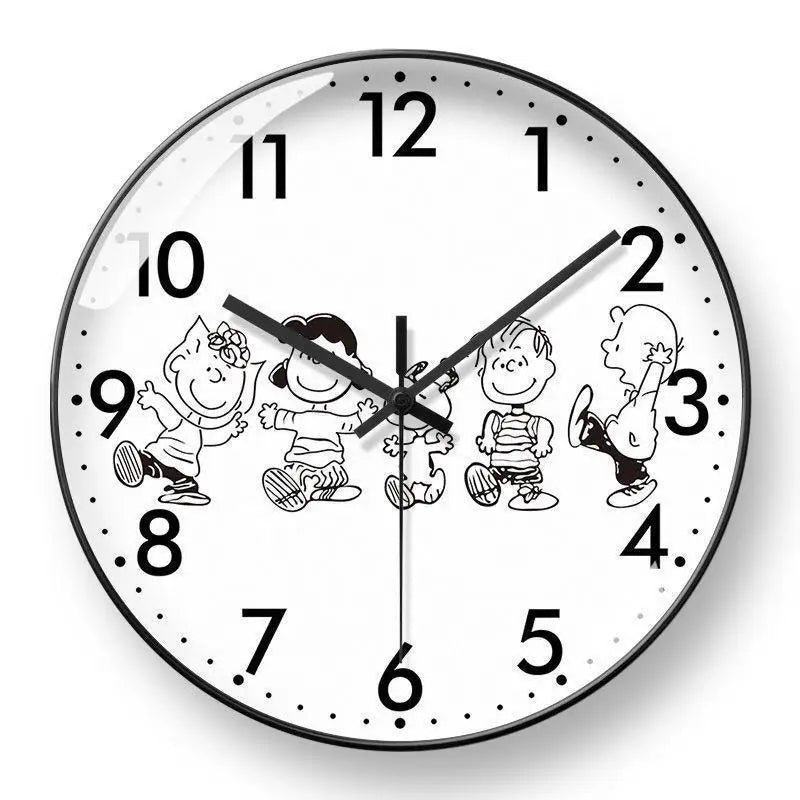 horloge murale snoopy dessin animé noir blanc moderne fixations murs quartz