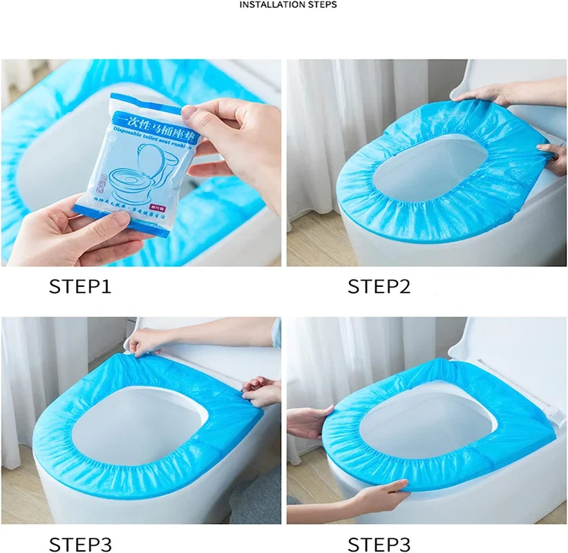 couvre siege toilette jetable bleu clair adhesif hygienique pratique non tissé respectueux environnement sac