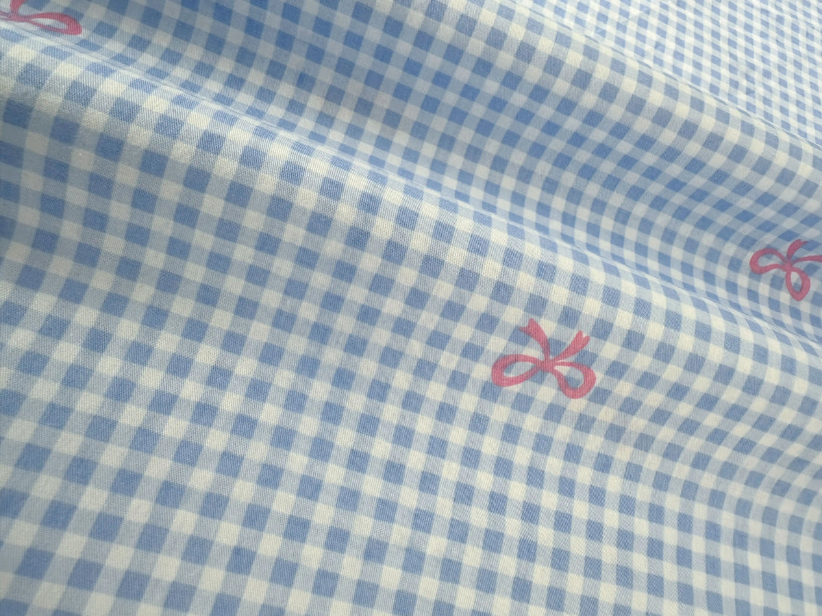 tissu popeline coton biodegradable 160x50cm moderne rayures diagonales points nœuds blanc bleu rose vert