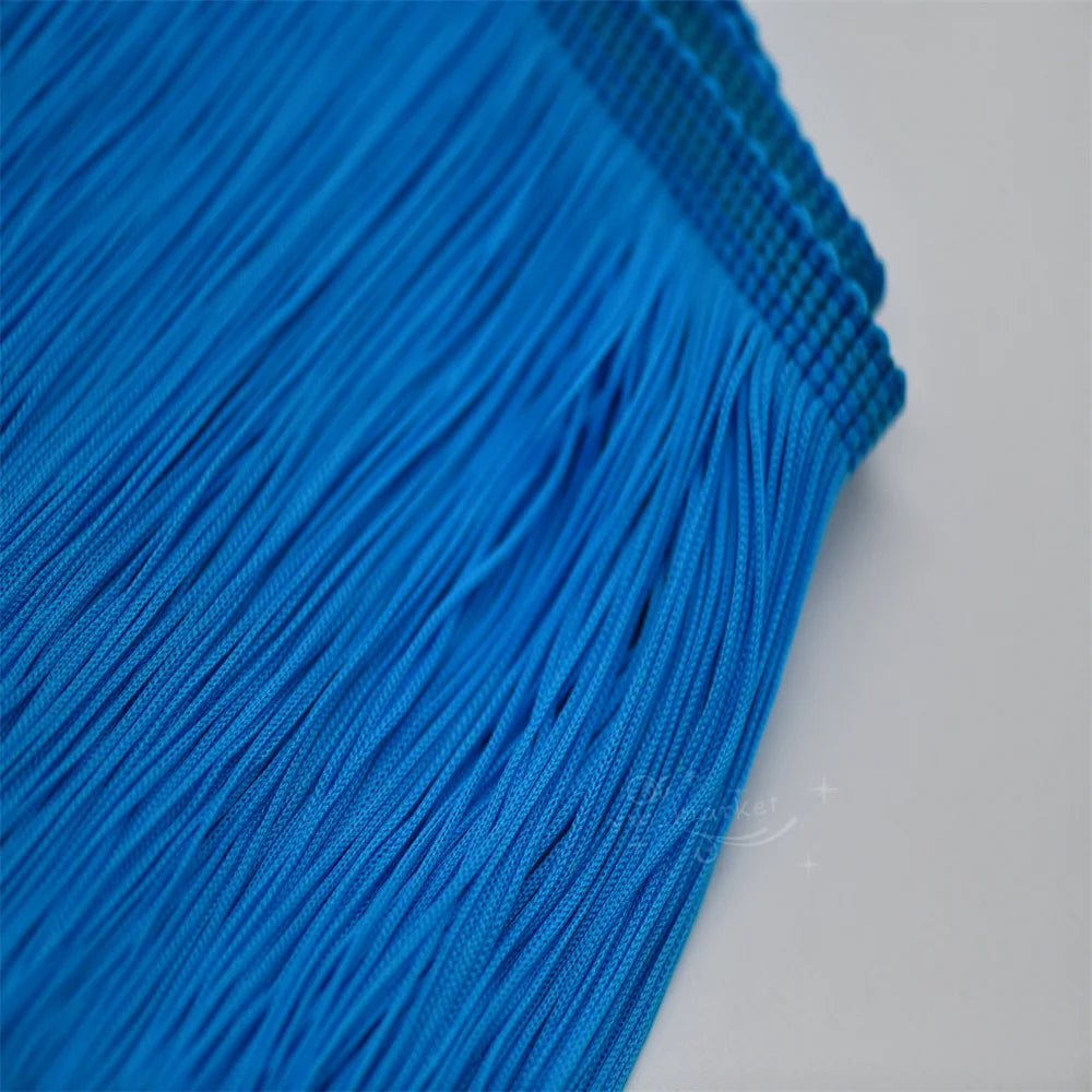 franges polyester 20cm large bleu vert orange tissu moderne décoration vêtement craft