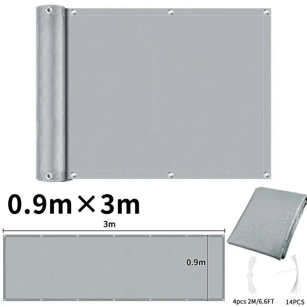 rideau balcon gris rayures moderne clips câbles 90x500cm 90x600cm 90x300cm 75x600cm