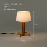 lampe moderne minimaliste bois blanc abatjour tissu base fixe led 21w 30w