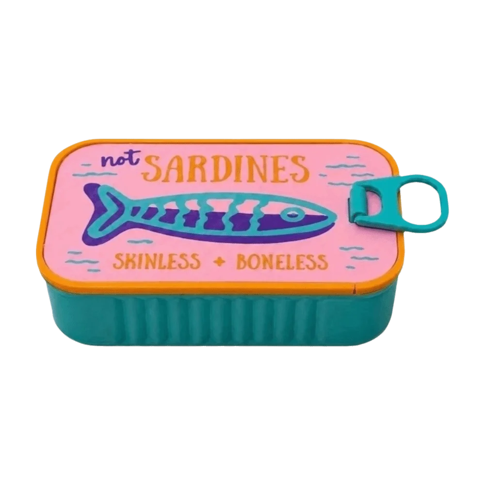 boîte bijoux vintage sardines poisson os not sardines skinless boneless poignée couleur collier boucles