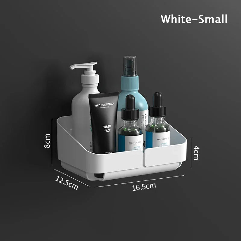étagère rangement murale adhésive bleu jaune blanc moderne bouteilles flacons pots cosmétiques salle bains