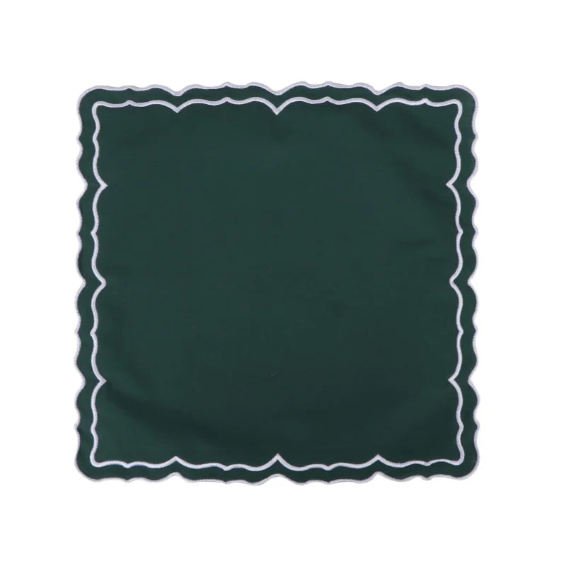 serviette table coton brodée bordure ondulée moderne décoration banquet mariage