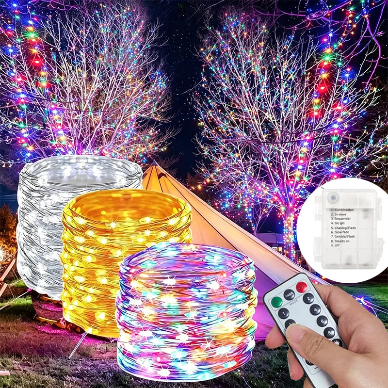 guirlande lumineuse fil cuivre multicolore led auto batterie imperméable ip44 moderne décoration mariage noël