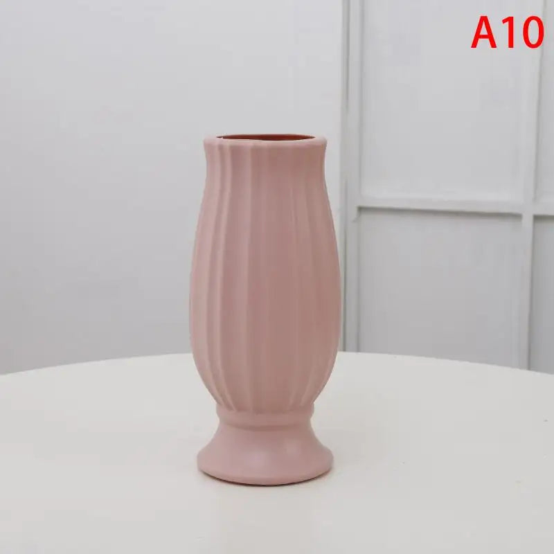 vases résine modernes blanc rose vert orange géométriques ruban jute
