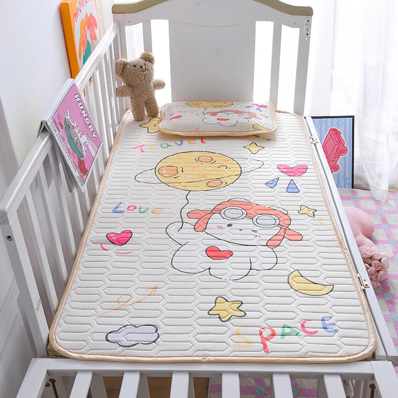 tapis sol enfant dessins animés bleu vert rose opacité cartoon antiacariens