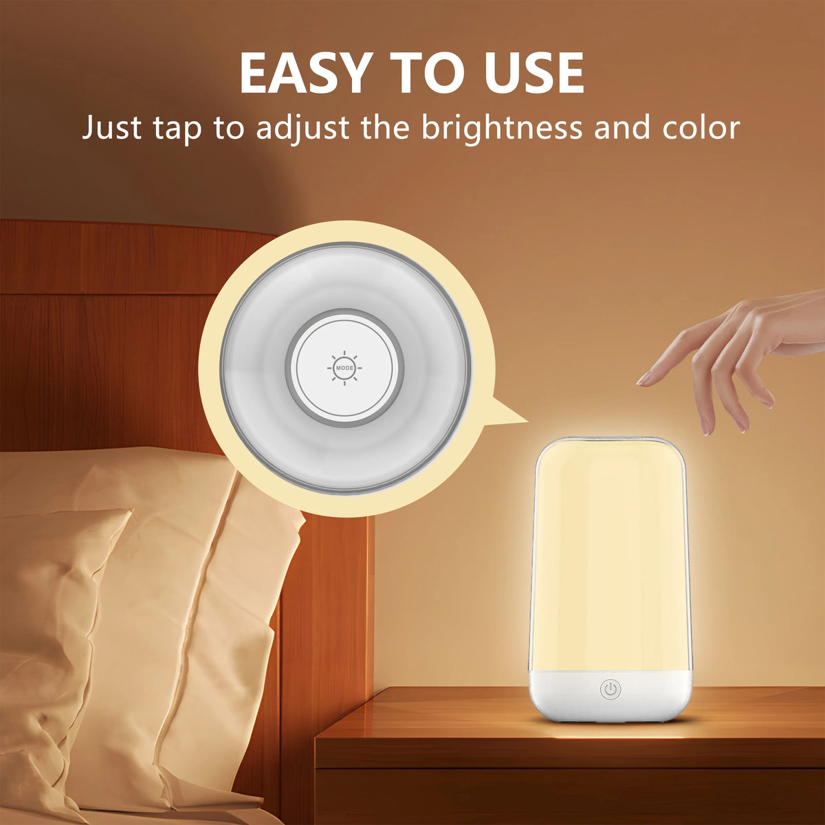 lampe table veilleuse led rechargeable rose clair moderne ambiance tactile bluetooth