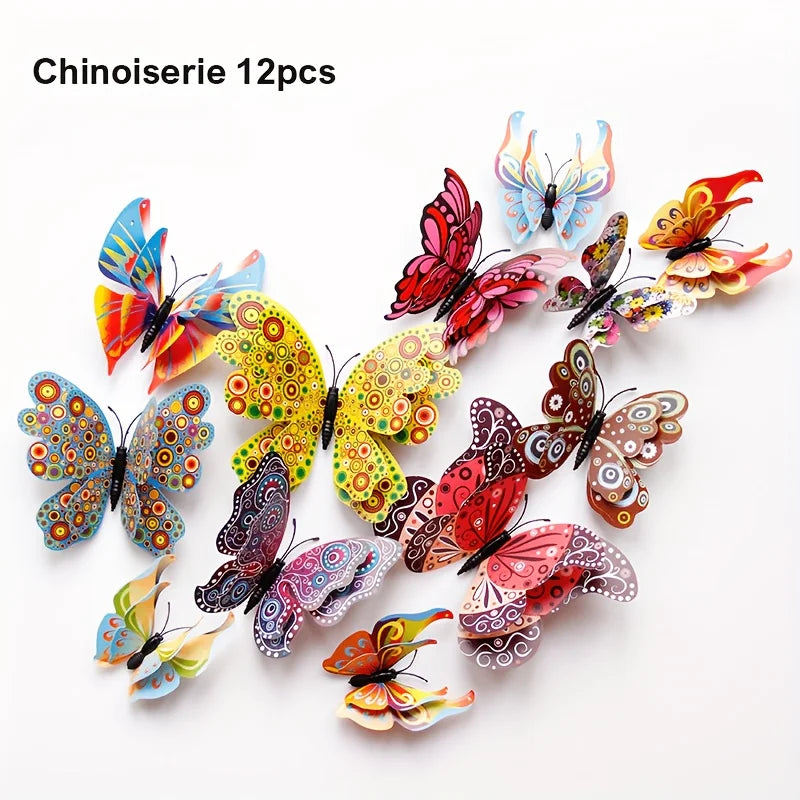 décoration murale papillons multicolores 3d aimants points adhésifs fête anniversaire mariage noël