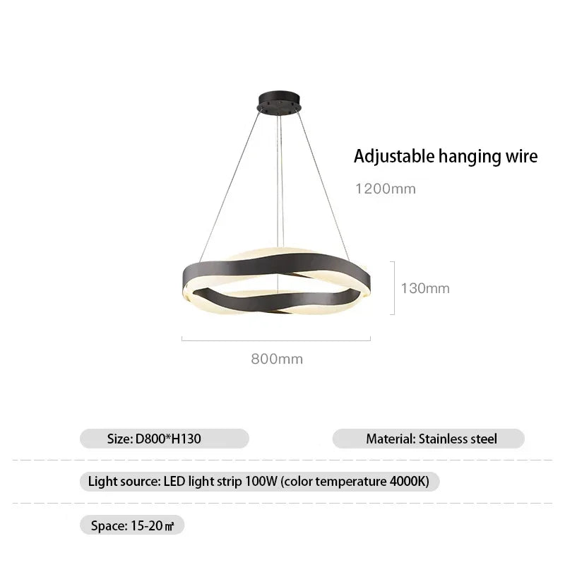 suspension lumineuse moderne or blanc acier inoxydable 65cm 80cm 95cm led 6000k 4200k 3000k
